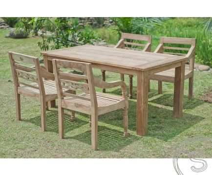 Gartentisch 180x90cm mit 4 Bahnhof Stühle