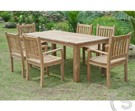 Teak tuintafel 180x90cm + 6 beaufort stoelen