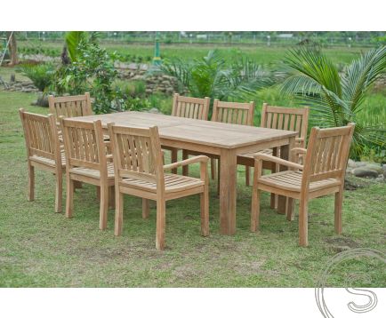 Teak tuintafel 240x100cm + 8 beaufort stoelen
