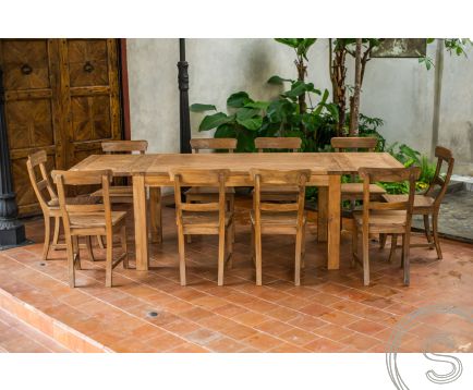 Ausziehtisch Teak Set 160 + 10 Stühle 