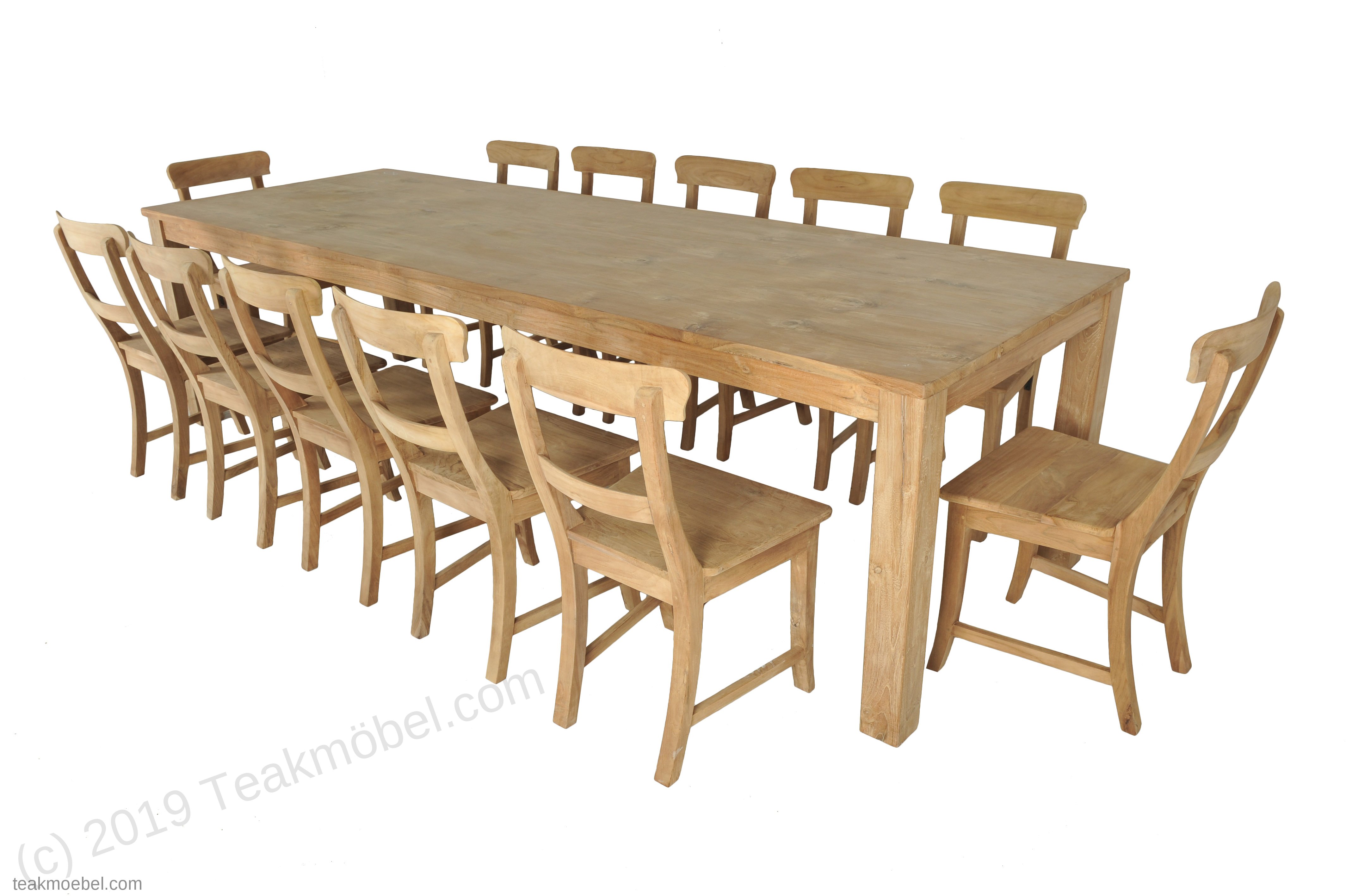 Teak Tisch 300x100cm + 12 Stühle Teak Tisch 300x100cm + 12 Stühle