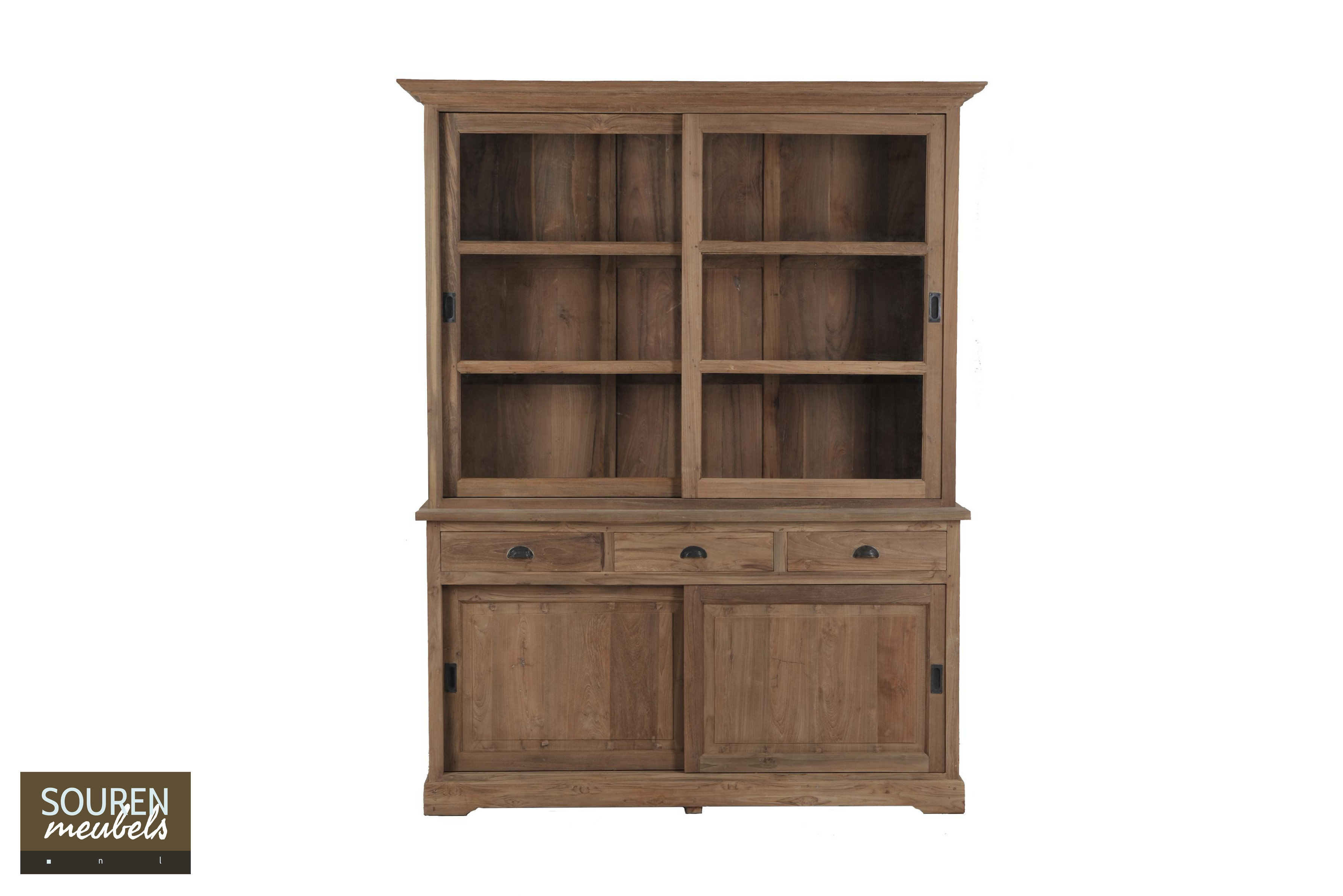 Teakholz Vitrinenschrank Klassisch